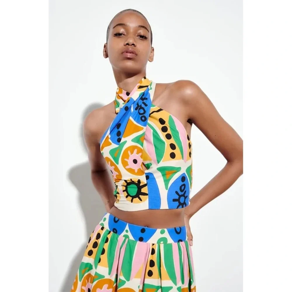 Zara High Waisted Printed Voluminous Maxi Skirt - Picture 3 of 4